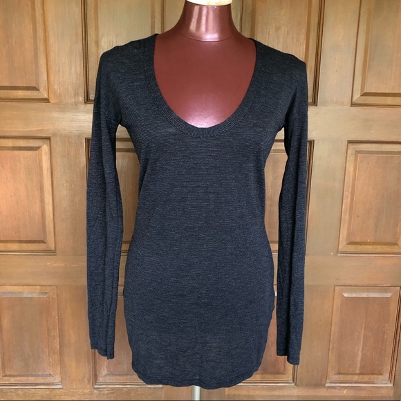 James Perse Grey Striped Long Sleeve Top Shirt size 3 - Picture 1 of 5